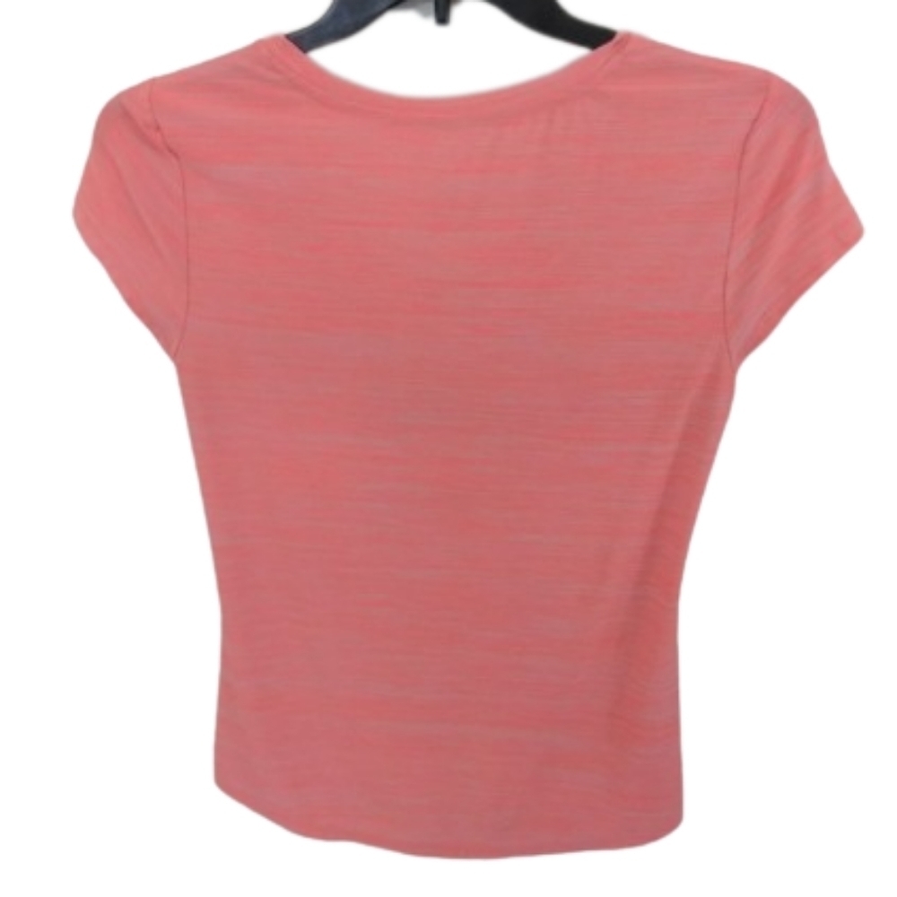 Bally Total Fitness Orange Pink V-neck Sportswear Active Casual T-shirt Top - Picture 4 of 11